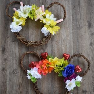 Homemade Floral Mickey Wreaths